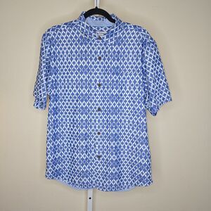 Tommy Bahama Mojito Bay Shibori Shores Short Sleeve Button-Up M Blue White Print